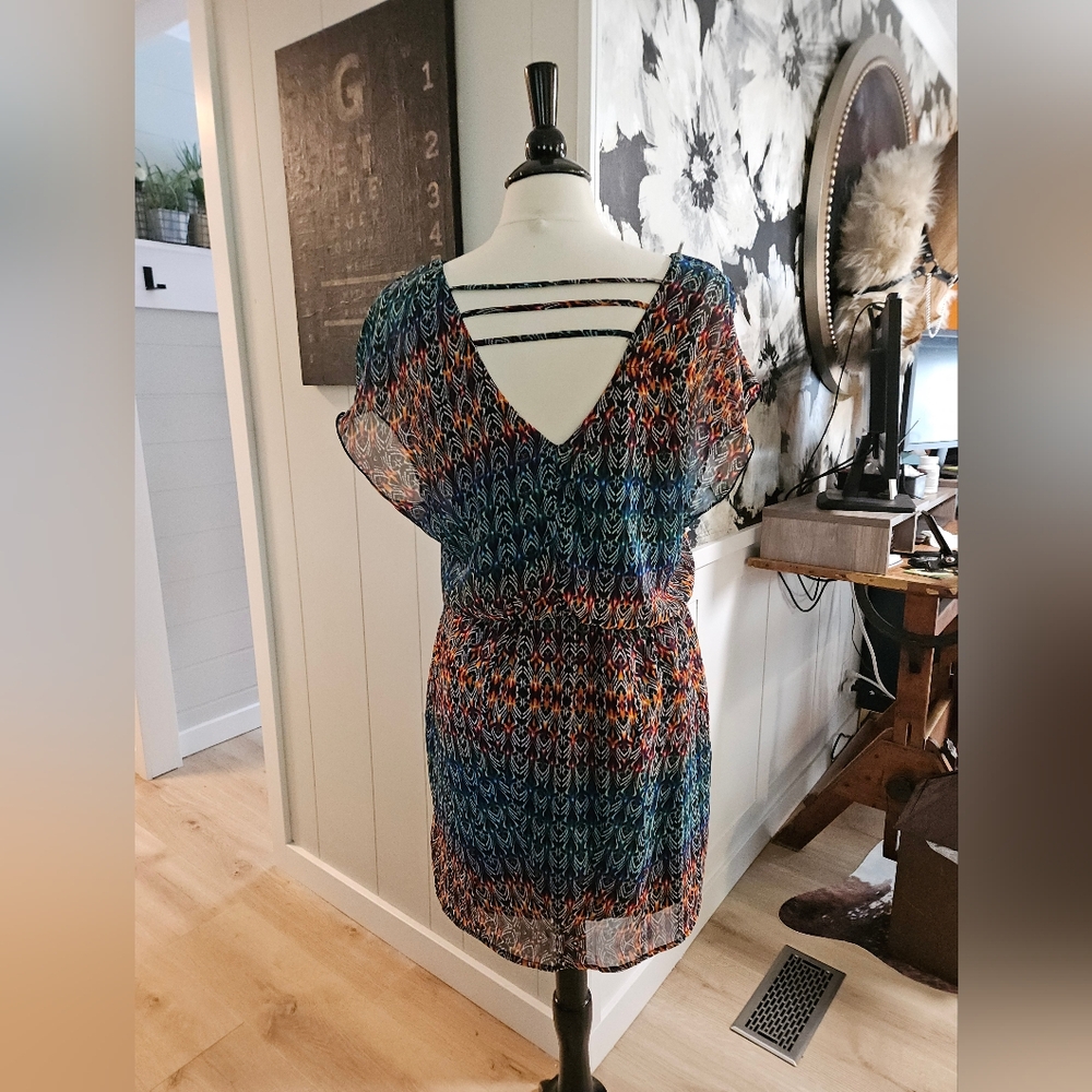 City Triangles Scoop Neck Cinched Waist Dress L - Picture 2 of 5